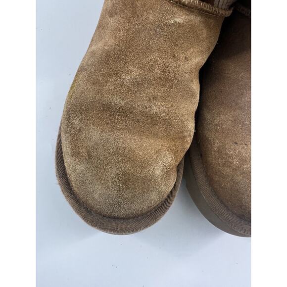 Ugg Classic Mini II Print Boots Mens Size 7 Brown Chestnut Suede Sheepskin Y2K - Picture 6 of 11